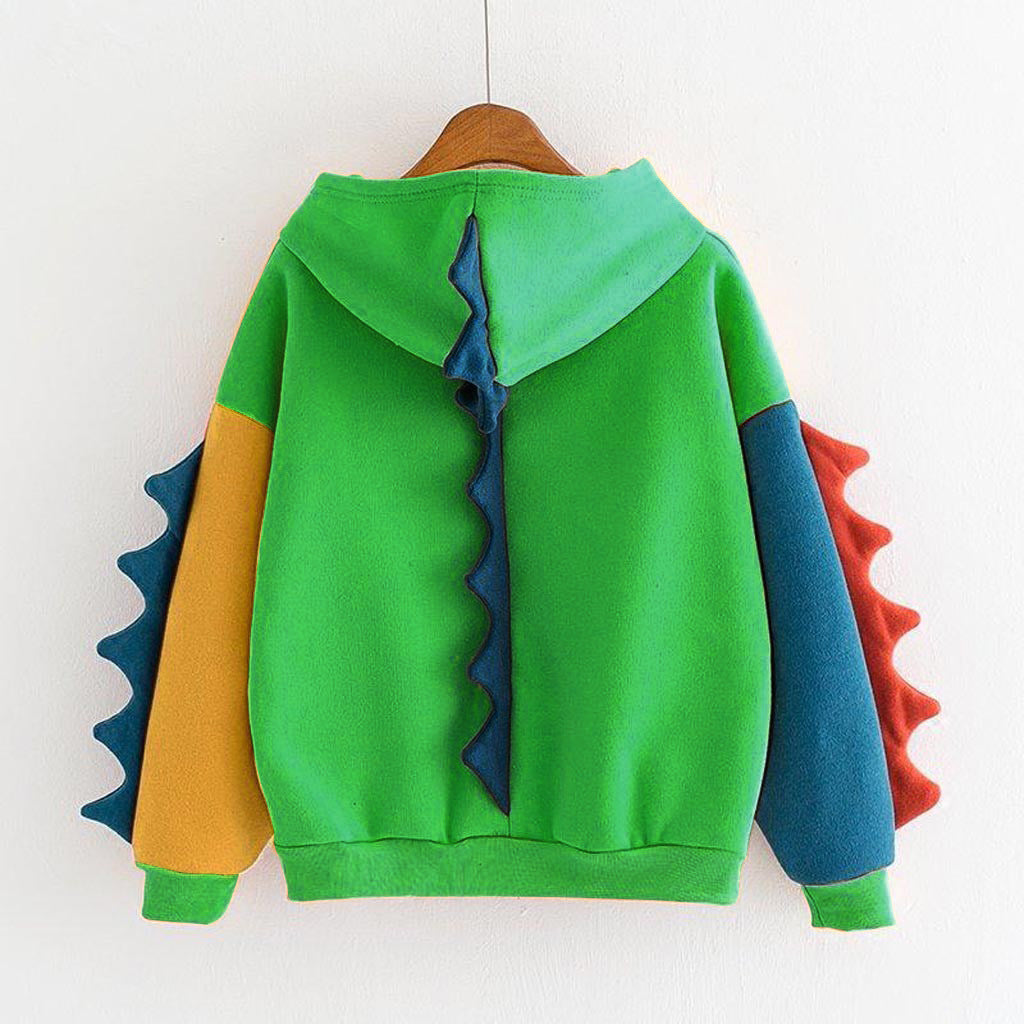 Cute Irregular Dinosaur Cosplay Contrast Hoodie