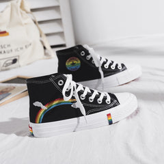 Stylish Rainbow Canvas High Top Sneakers