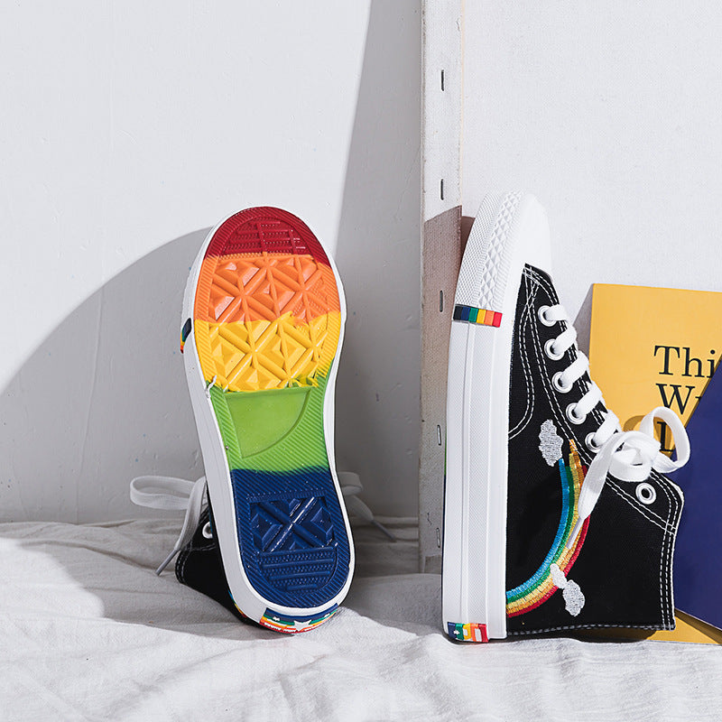 Stylish Rainbow Canvas High Top Sneakers