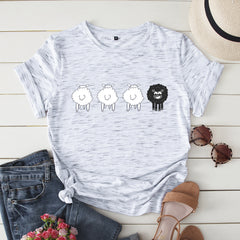 Women's Loose Creative Sheep Short Sleeved T-shirt