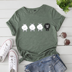 Women's Loose Creative Sheep Short Sleeved T-shirt