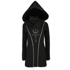 Chic Gothic Style Moon Printed Double Zipper Hoodie