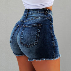 Women's Denim Stretch Elastic Tassel High Waist Hot Shorts