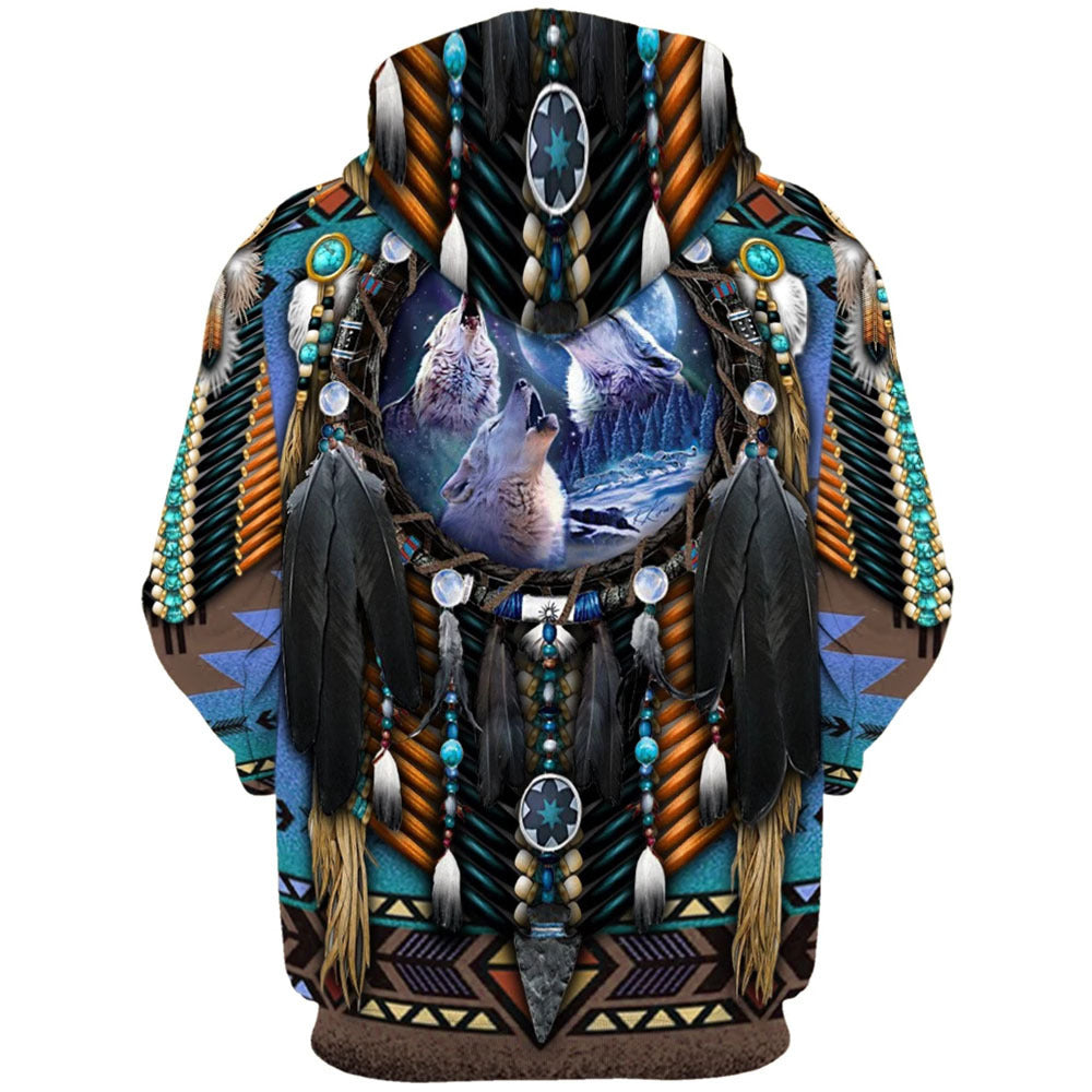 Unisex Tribal Style 3D Print Relaxed Hoodie