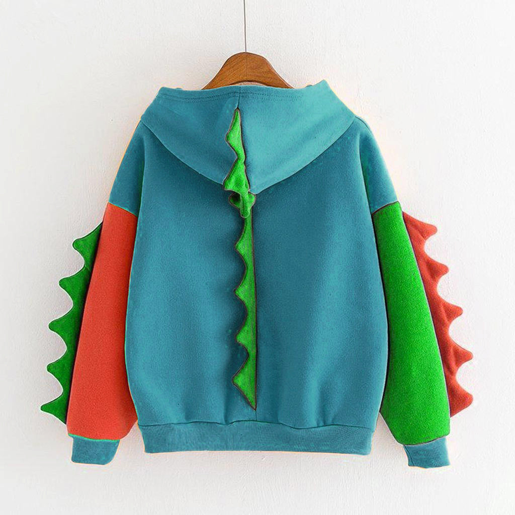 Cute Irregular Dinosaur Cosplay Contrast Hoodie