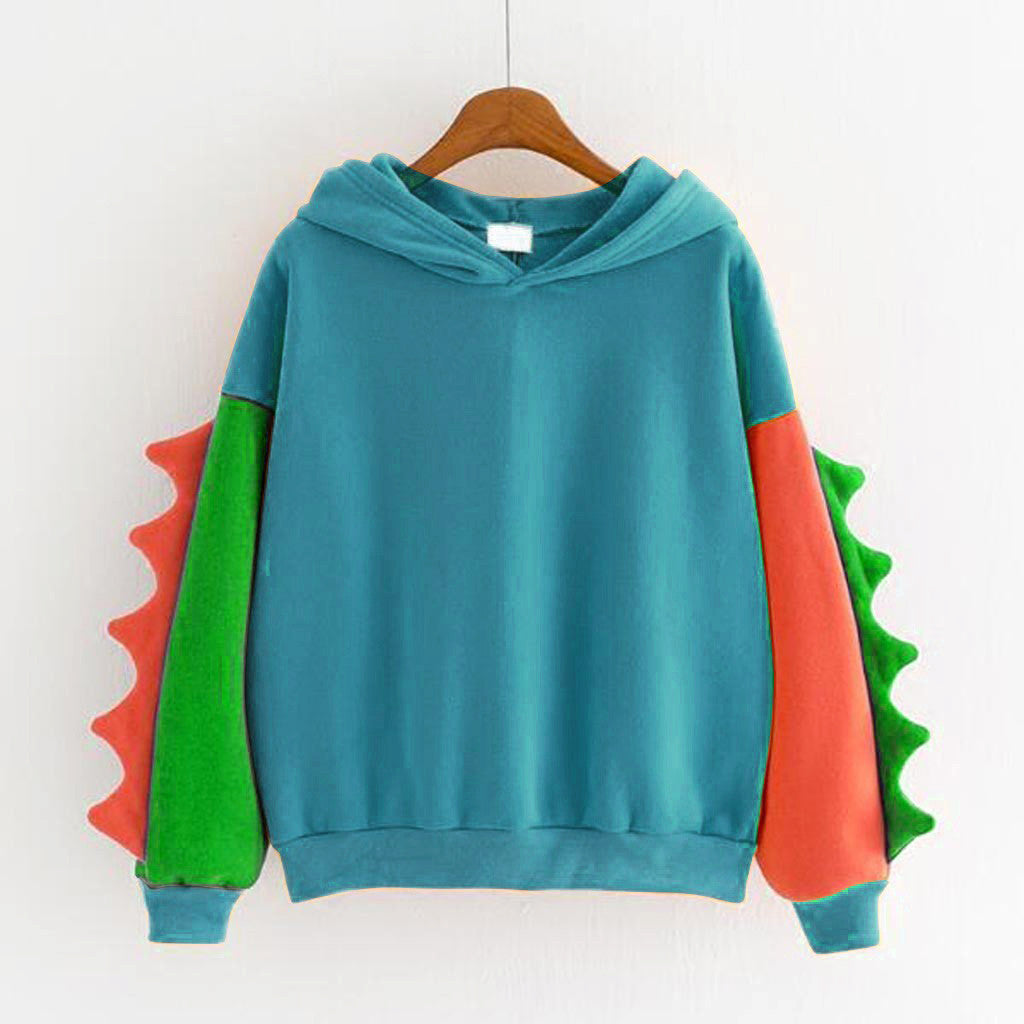 Cute Irregular Dinosaur Cosplay Contrast Hoodie