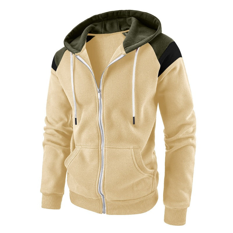 Men's Color Block Casual Drawstring Sports Hoodie