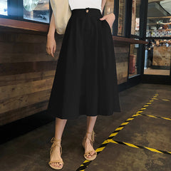 Women High-waisted Mid-length A-line Swing Skirt