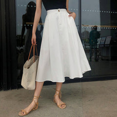 Women High-waisted Mid-length A-line Swing Skirt