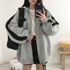 Korean Harajuku Style Letter Embroidered Women's Zipper Coat