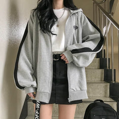 Korean Harajuku Style Letter Embroidered Women's Zipper Coat