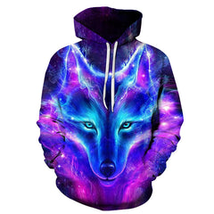 Unisex 3D Wolf Tiger Animal Print Pocket Pullover Hoodie