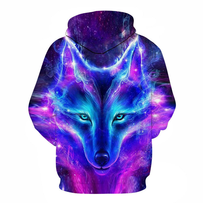 Unisex 3D Wolf Tiger Animal Print Pocket Pullover Hoodie