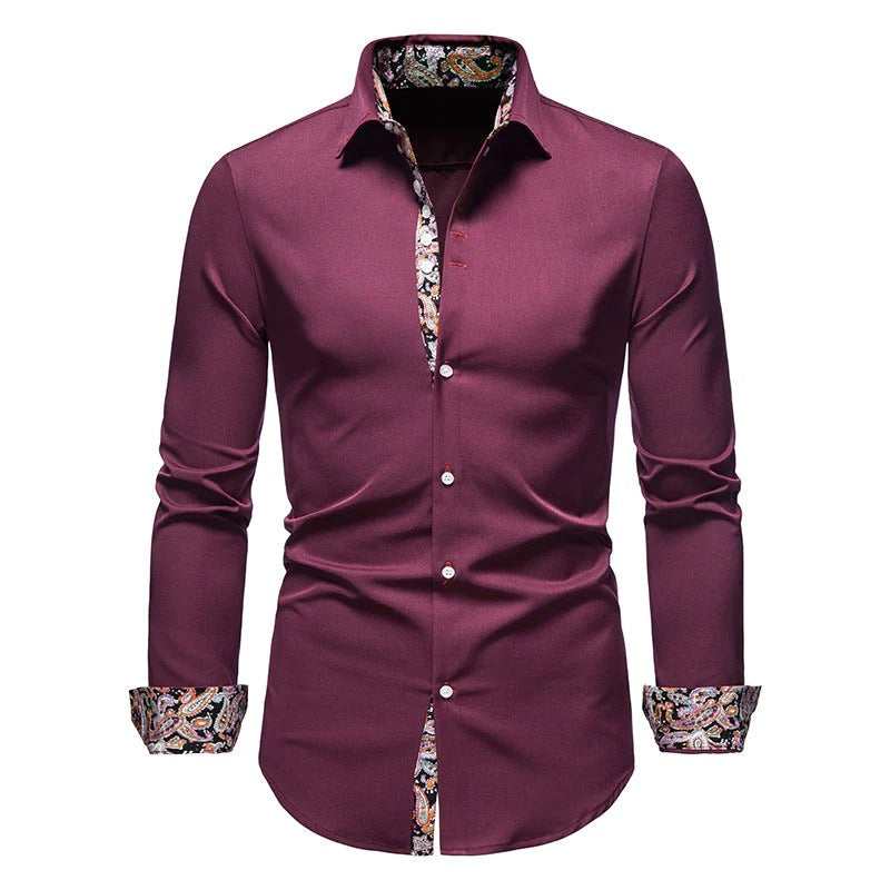 Men's Floral Casual Paisley Print Slim Fit Button Shirt