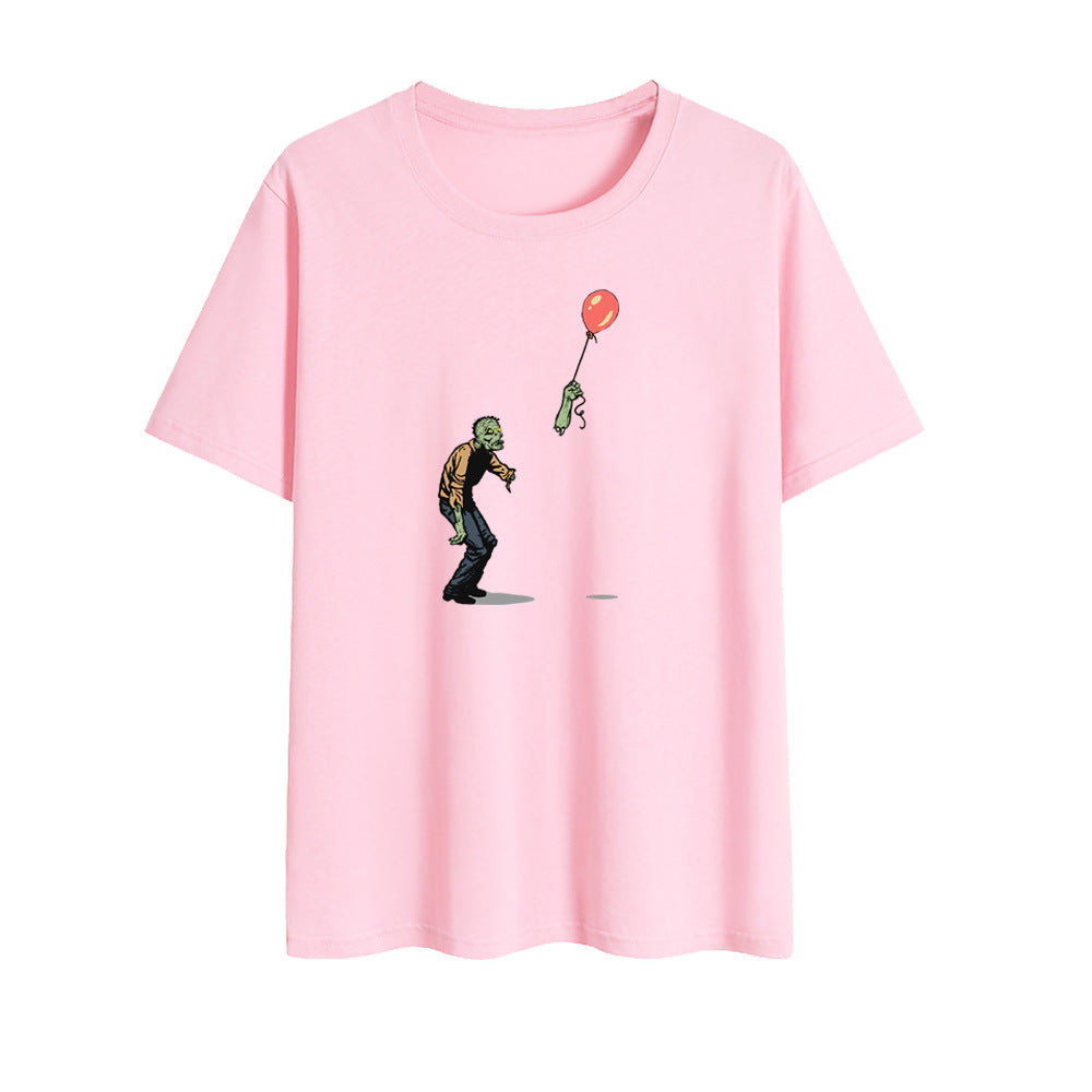 Unisex Walking Zombie Balloon Halloween Oversized T-shirt