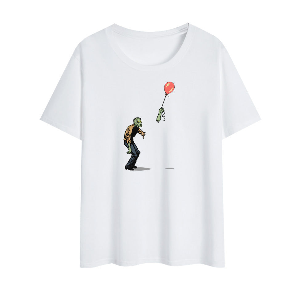 Unisex Walking Zombie Balloon Halloween Oversized T-shirt