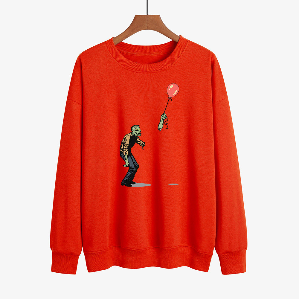 Creative Halloween Zombie Balloon Print Pullover Sweatshirt