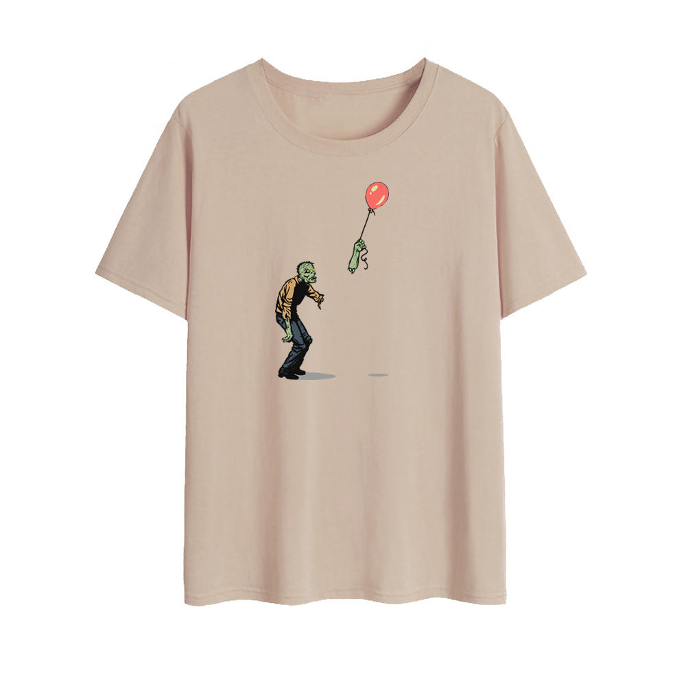 Unisex Walking Zombie Balloon Halloween Oversized T-shirt