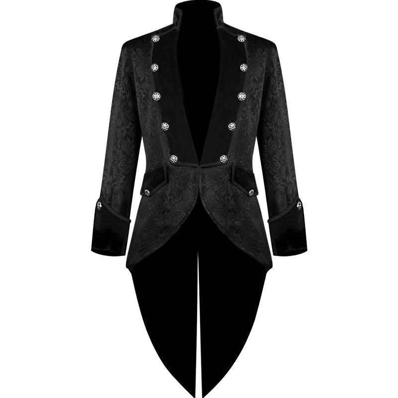 Men's Medieval Retro Long Punk Black Tuxedo