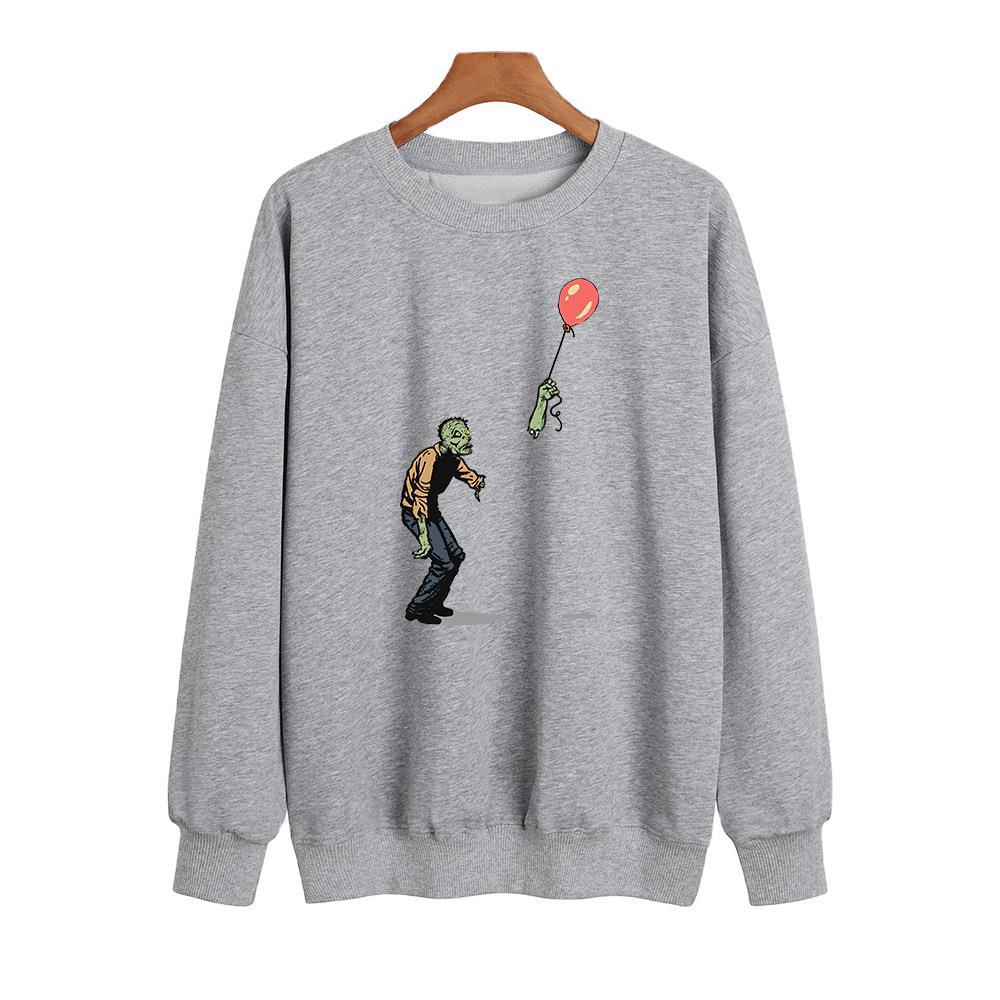 Creative Halloween Zombie Balloon Print Pullover Sweatshirt