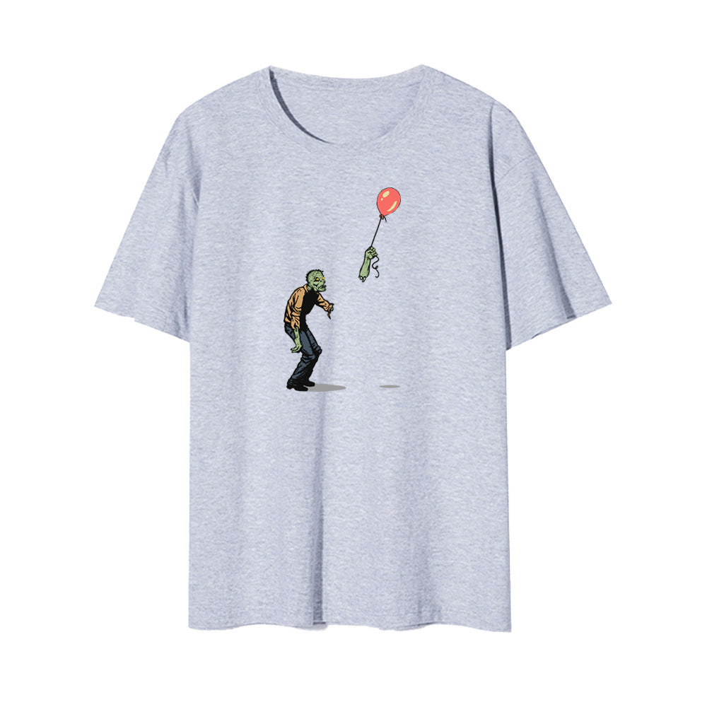 Unisex Walking Zombie Balloon Halloween Oversized T-shirt