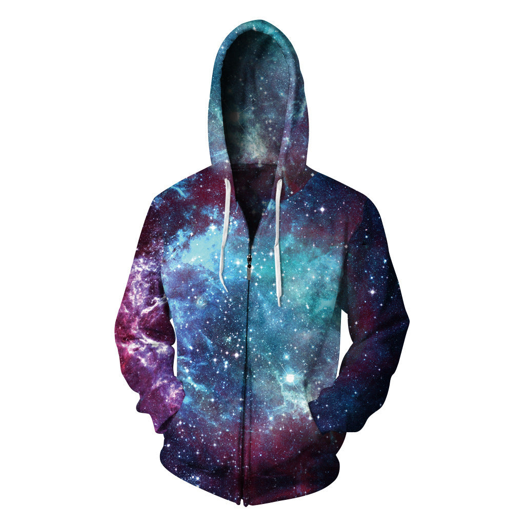 Unisex Starry Sky Digital Print Plus Size Hoodie