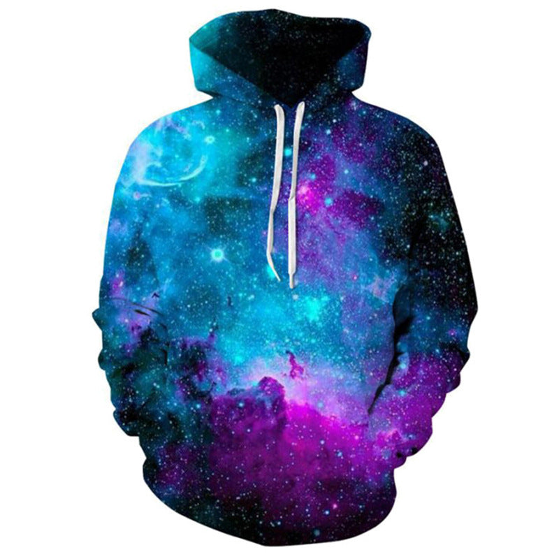 Unisex Starry Sky Digital Print Plus Size Hoodie