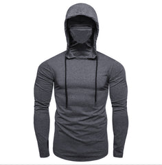 Men's Fitness Mask Hooded Game Long Sleeve T-shirt