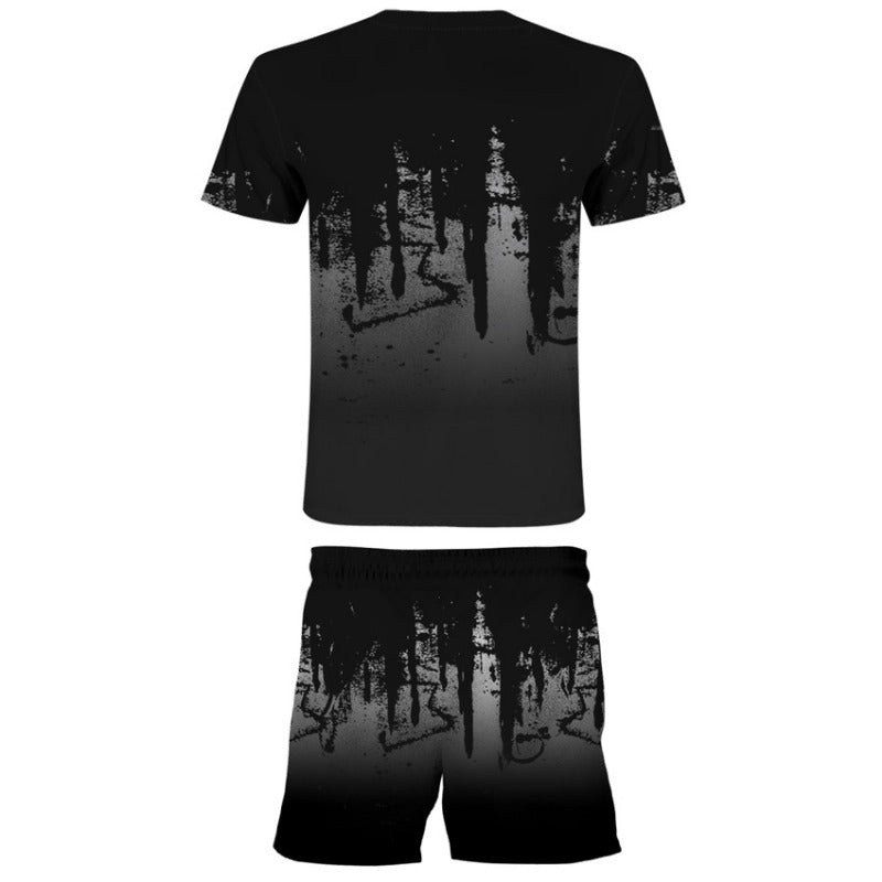 Men's 3D Ink Printed Leisure T-shirt and Shorts Co-ords