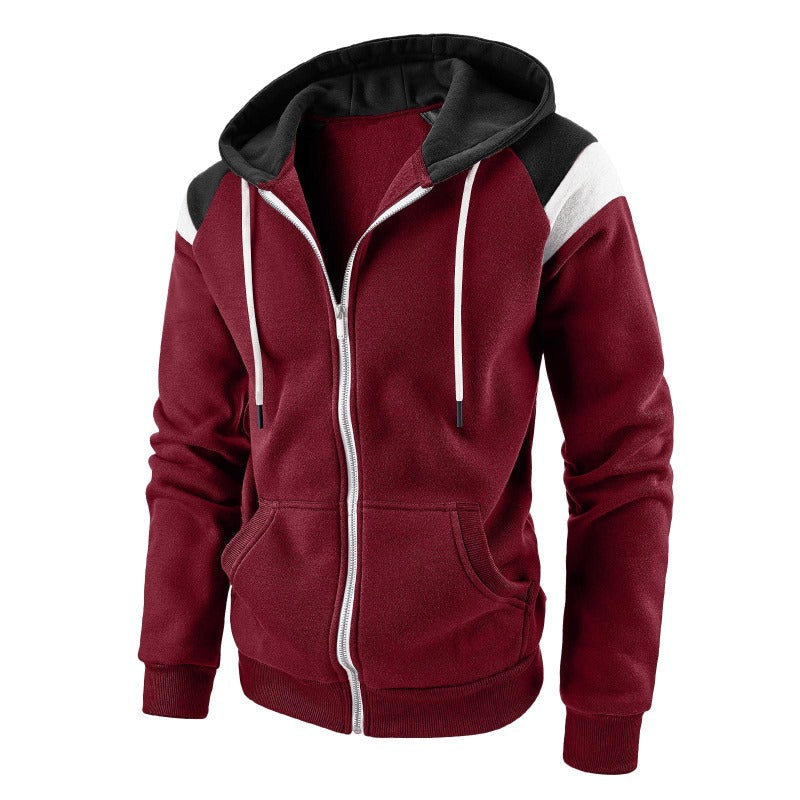 Men's Color Block Casual Drawstring Sports Hoodie