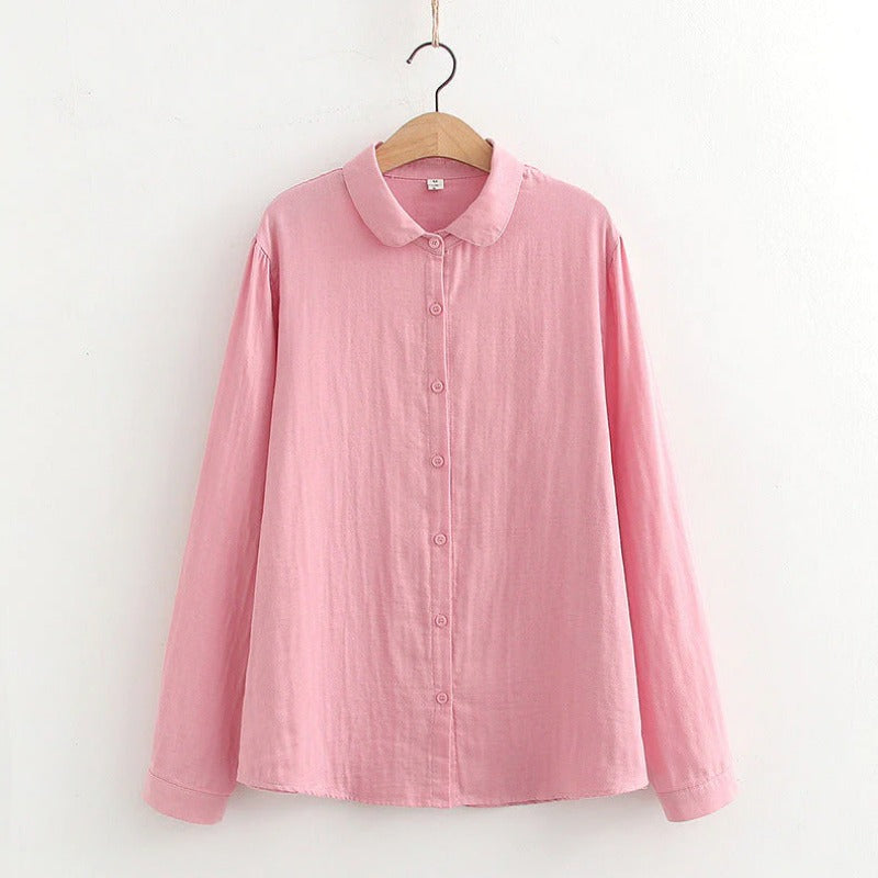 Stylish Candy Color Lapel Double-layer Simple Blouse