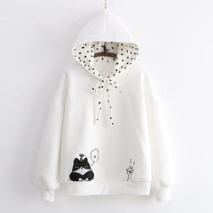 Japanese Style Girls' Cat Claw Embroidered Hoodie