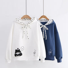 Japanese Style Girls' Cat Claw Embroidered Hoodie