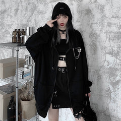 Dark Style Women's Little Devil Zippered Loose Hoodie