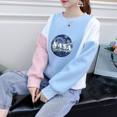 Trendy Girls NASA Pullover Color Block Sweatshirt