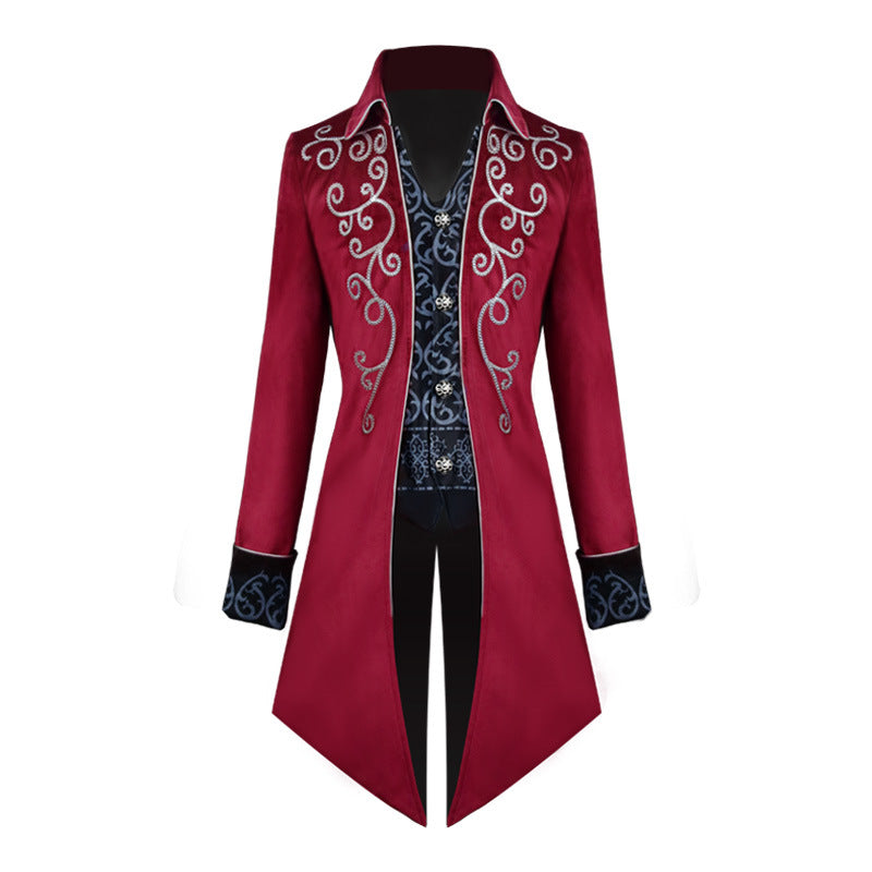 Medieval Men's Tuxedo Retro Mid-Length Steampunk Coat