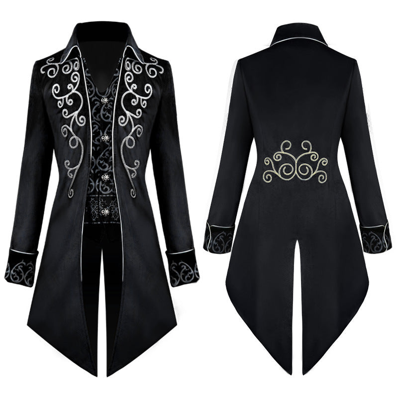 Medieval Men's Tuxedo Retro Mid-Length Steampunk Coat