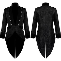 Men's Medieval Retro Long Punk Black Tuxedo