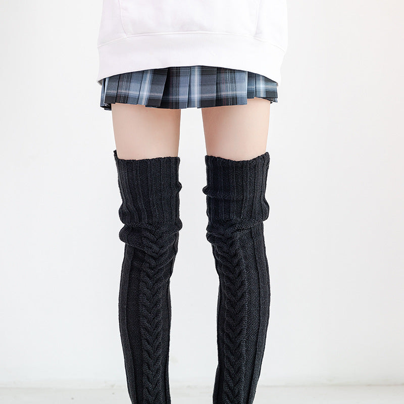 Women's Mohair Extended Knitted Yarn Stockings