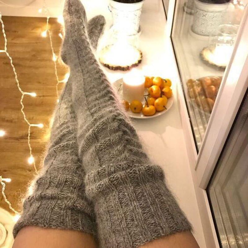 Women's Mohair Extended Knitted Yarn Stockings