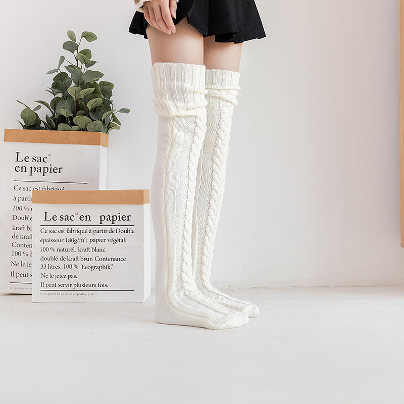 Women's Mohair Extended Knitted Yarn Stockings