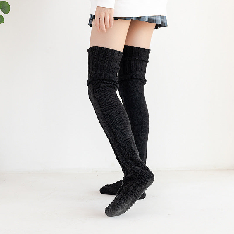 Women's Mohair Extended Knitted Yarn Stockings