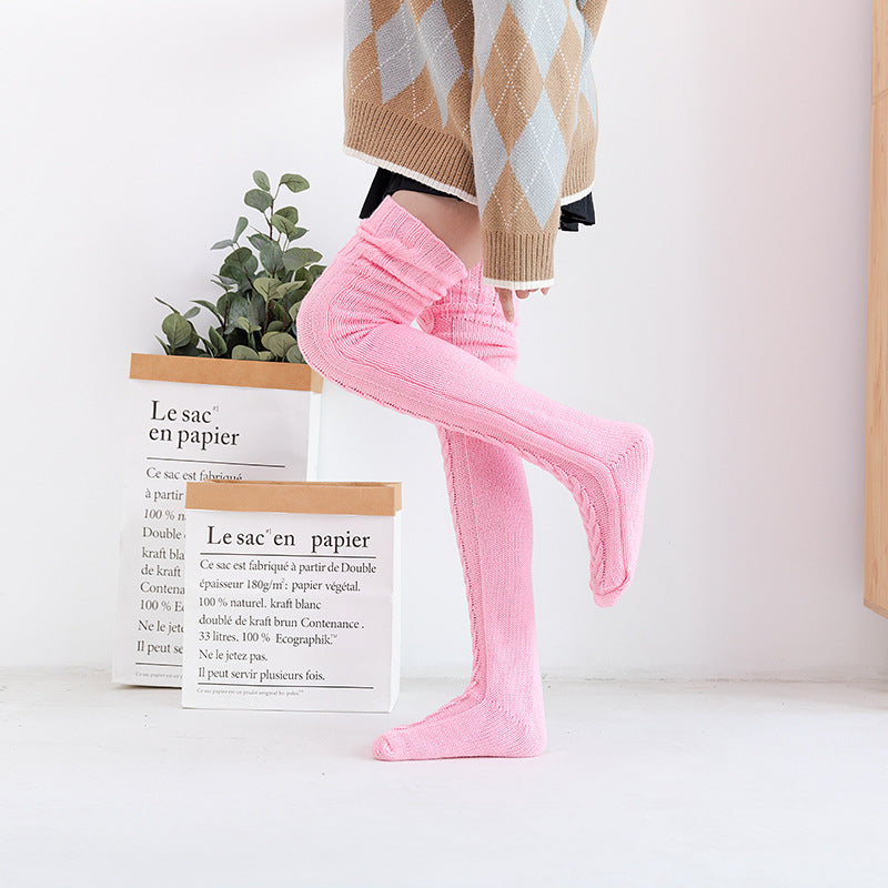 Women's Mohair Extended Knitted Yarn Stockings