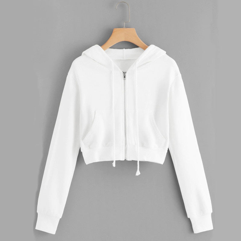 Women's Slim Fit Zip Up Cropped Hoodie