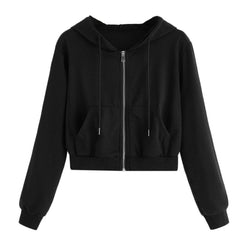 Women's Slim Fit Zip Up Cropped Hoodie