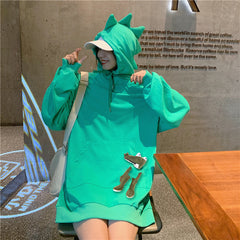 Women's Funny Dinosaur Cosplay Loose Hoodie