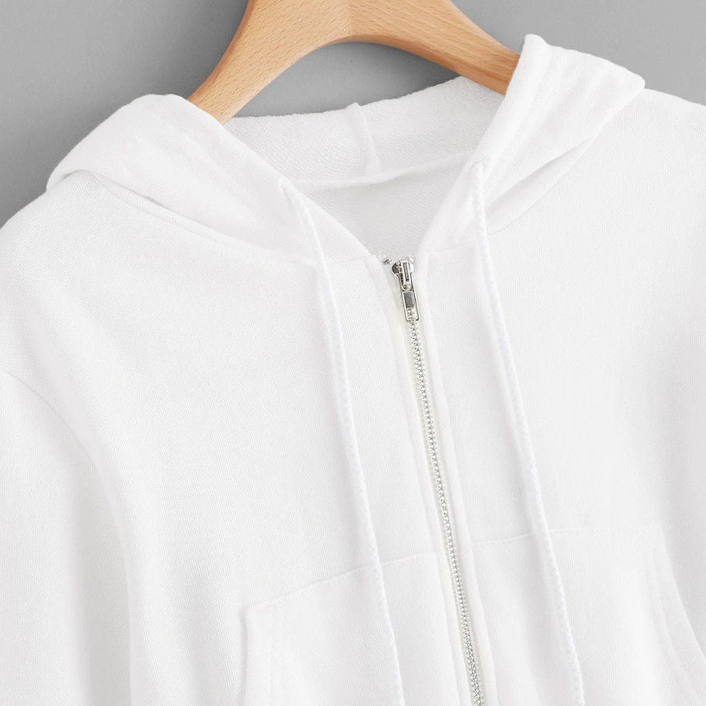 Women's Slim Fit Zip Up Cropped Hoodie