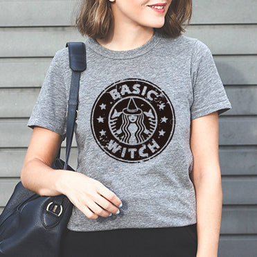 Women's Summer Basic Witch Letter Print T-shirt