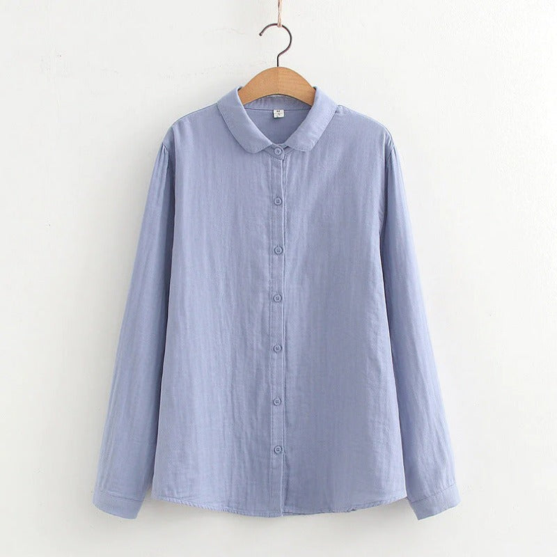 Stylish Candy Color Lapel Double-layer Simple Blouse