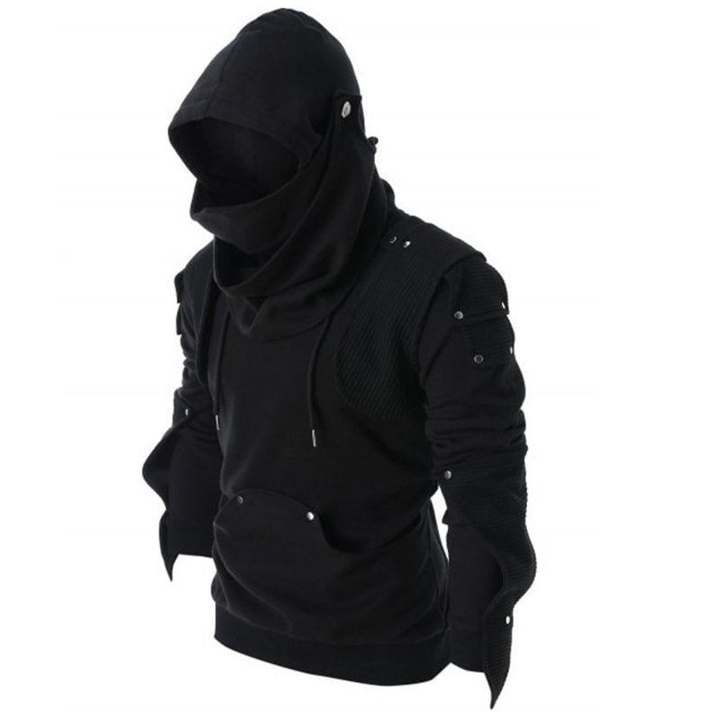 Trendy Men's Retro Masked Rivet Long Sleeve Hoodie